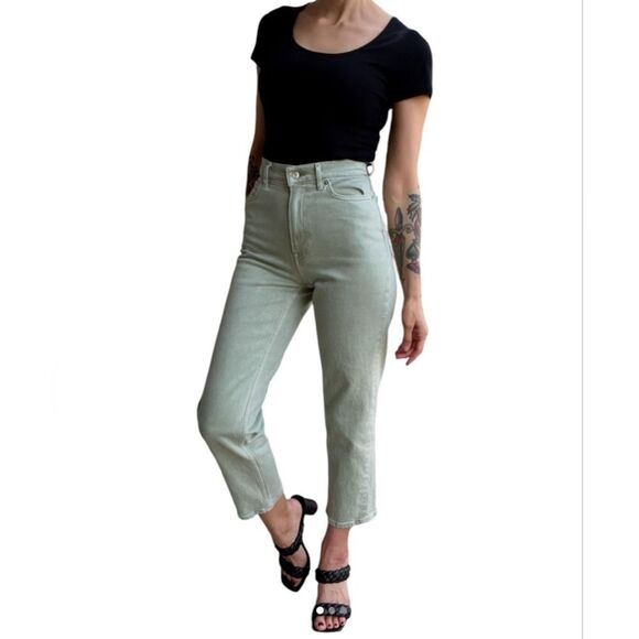 Everlane Denim - Everlane The Way-high Jean Garmet Dyed Light Green High Rise Size 26 Tall